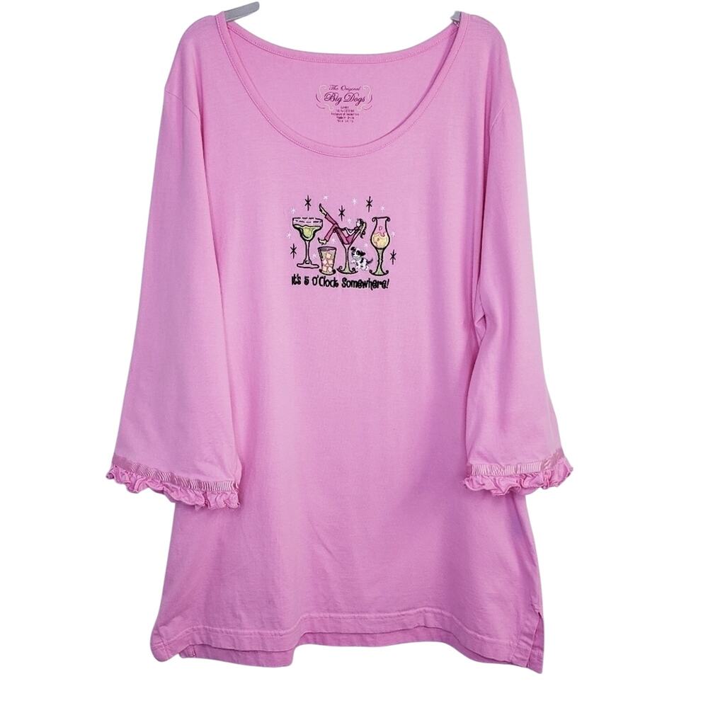 It's 5 O'clock Somewhere Scoop Neck 3/4 Sleeve with Ruffled Wrist Hem Large